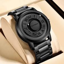 Brand FOXBOX Man Watch Creative Stainless Steel Band Scrolling Beads Quartz Watches for Men Magnetic Force Waterproof Clock